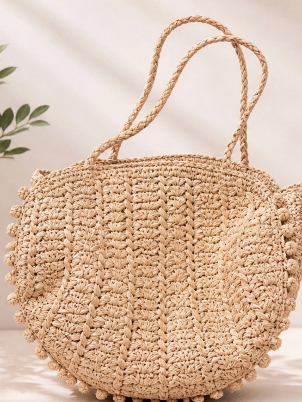 Sézane Paloma Woven Raffia Round Bag